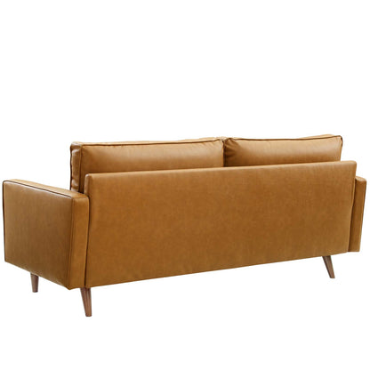 Valour Upholstered Faux Leather Sofa, Faux Leather, Tan Brown, 18083