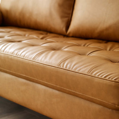 Valour Upholstered Faux Leather Sofa, Faux Leather, Tan Brown, 18083
