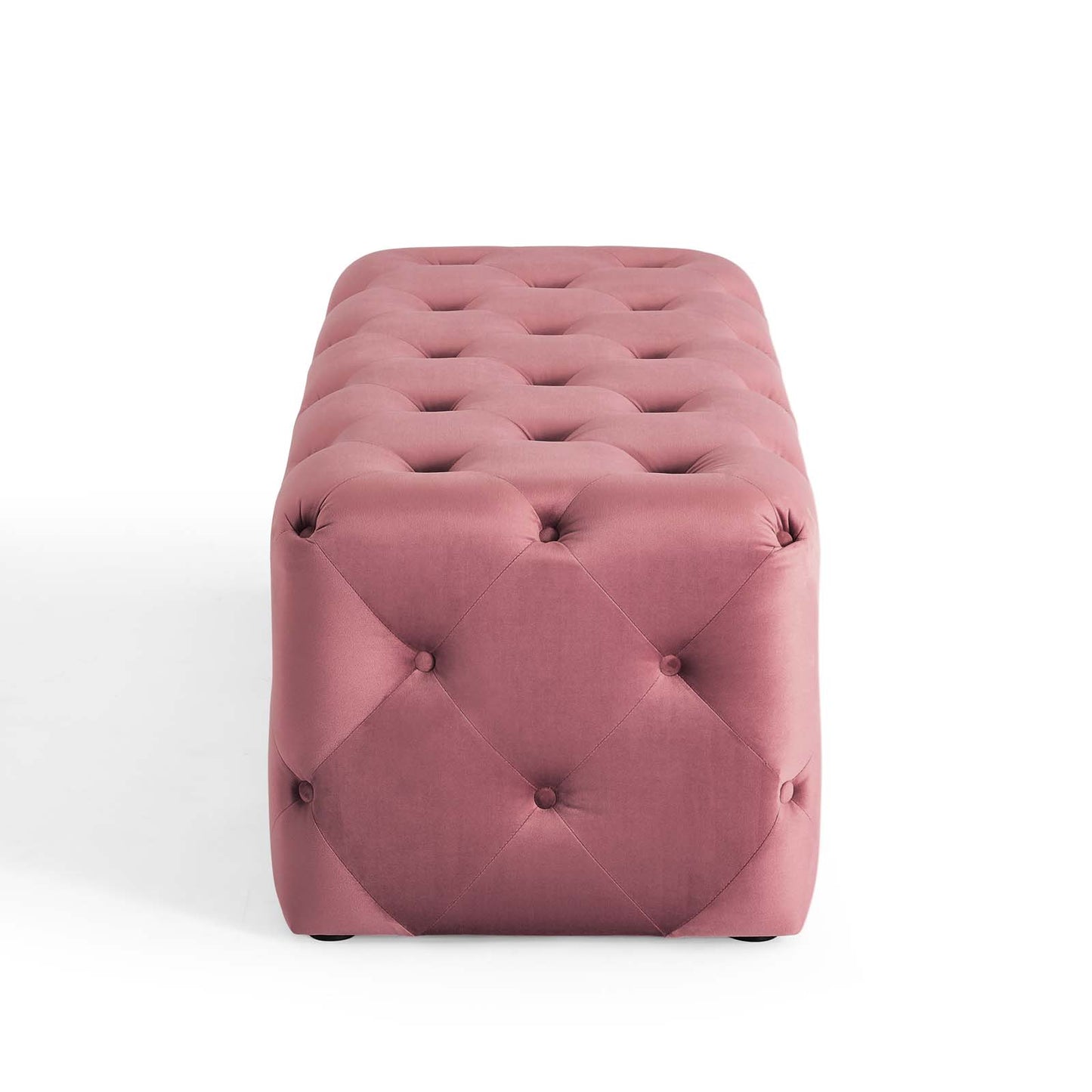 Amour 48" Tufted Button Entryway Performance Velvet Bench, Velvet, Pink, 18370