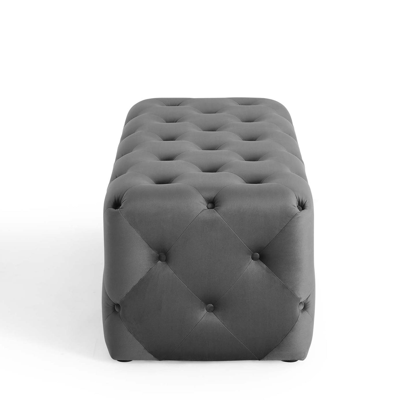 Amour 48" Tufted Button Entryway Performance Velvet Bench, Velvet, Grey Gray, 18371