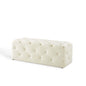 Amour 48" Tufted Button Entryway Performance Velvet Bench, Velvet, Ivory White, 18372