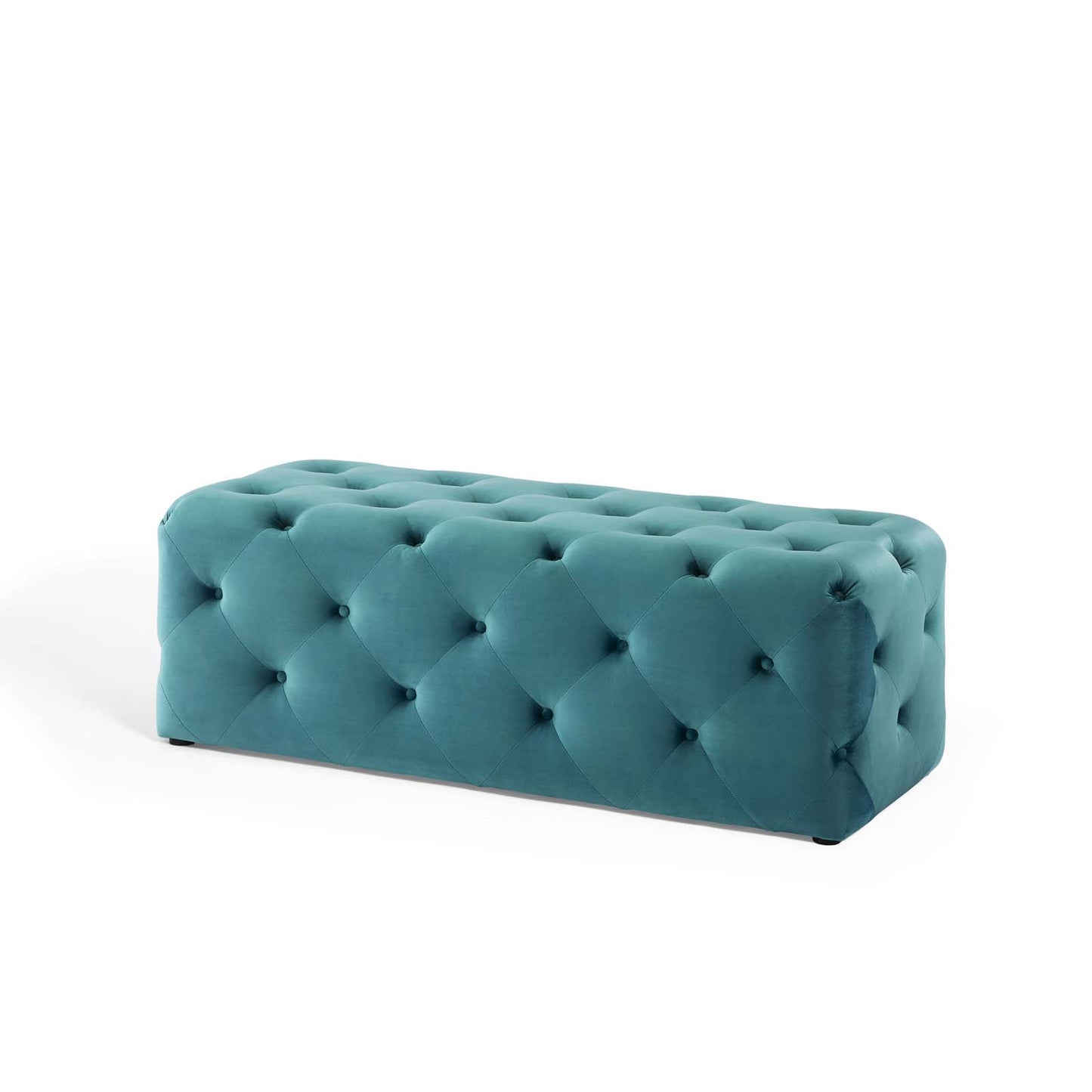 Amour 48" Tufted Button Entryway Performance Velvet Bench, Velvet, Blue, 18374