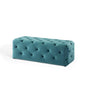 Amour 48" Tufted Button Entryway Performance Velvet Bench, Velvet, Blue, 18374