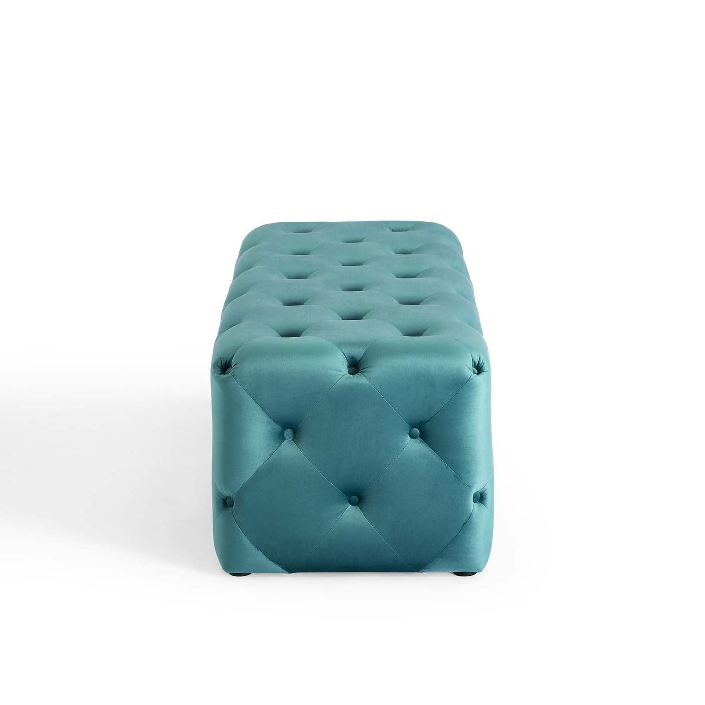 Amour 48" Tufted Button Entryway Performance Velvet Bench, Velvet, Blue, 18374