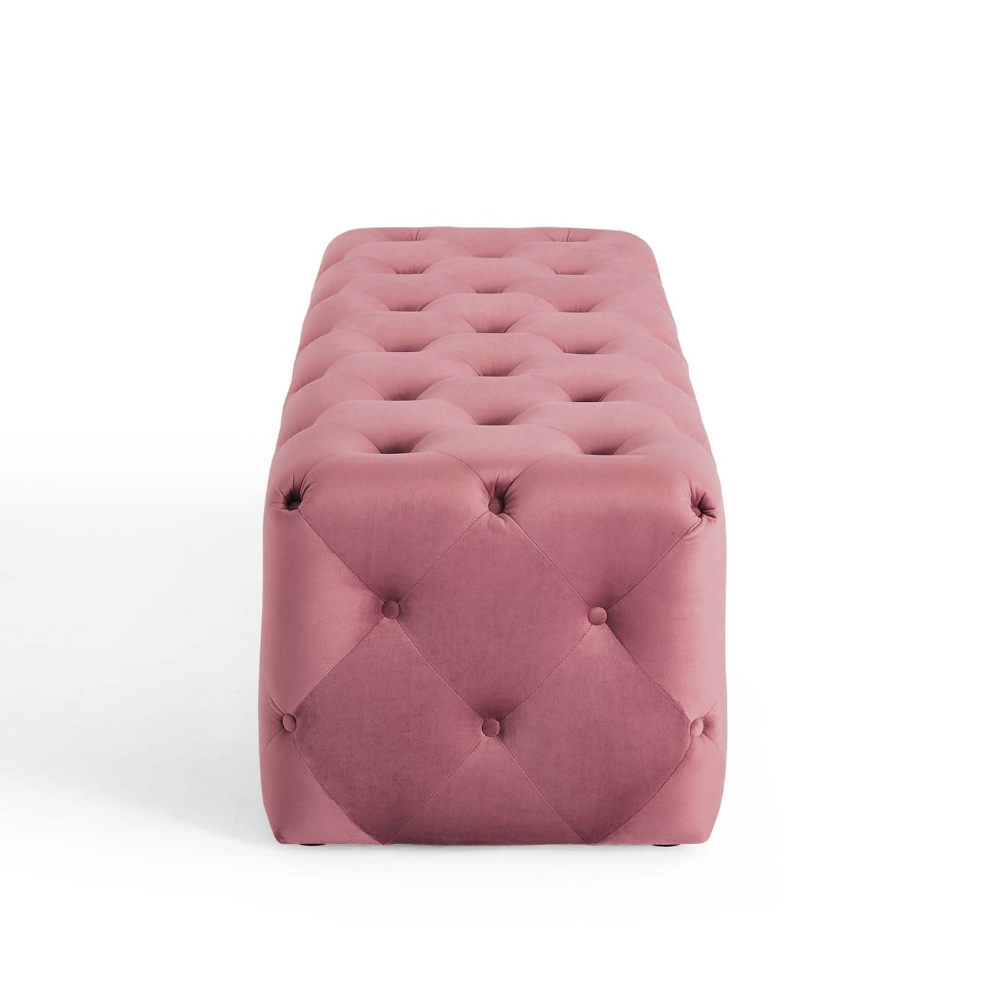 Amour 60" Tufted Button Entryway Performance Velvet Bench, Velvet, Pink, 18376