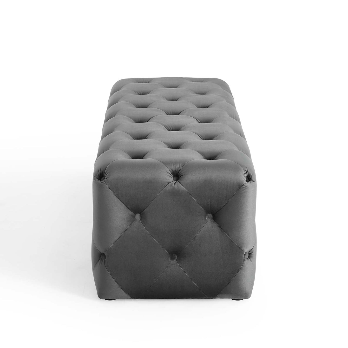 Amour 60" Tufted Button Entryway Performance Velvet Bench, Velvet, Grey Gray, 18377