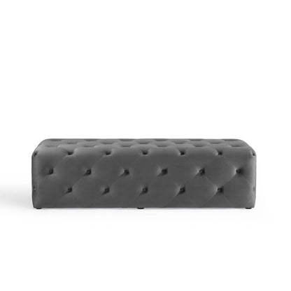 Amour 60" Tufted Button Entryway Performance Velvet Bench, Velvet, Grey Gray, 18377