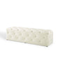 Amour 60" Tufted Button Entryway Performance Velvet Bench, Velvet, Ivory White, 18378