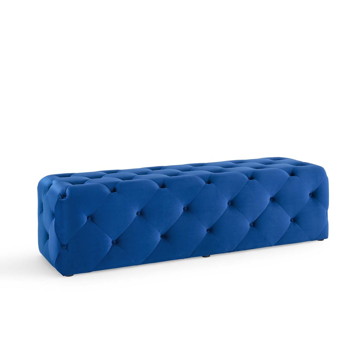 Amour 60" Tufted Button Entryway Performance Velvet Bench, Velvet, Blue Navy, 18379