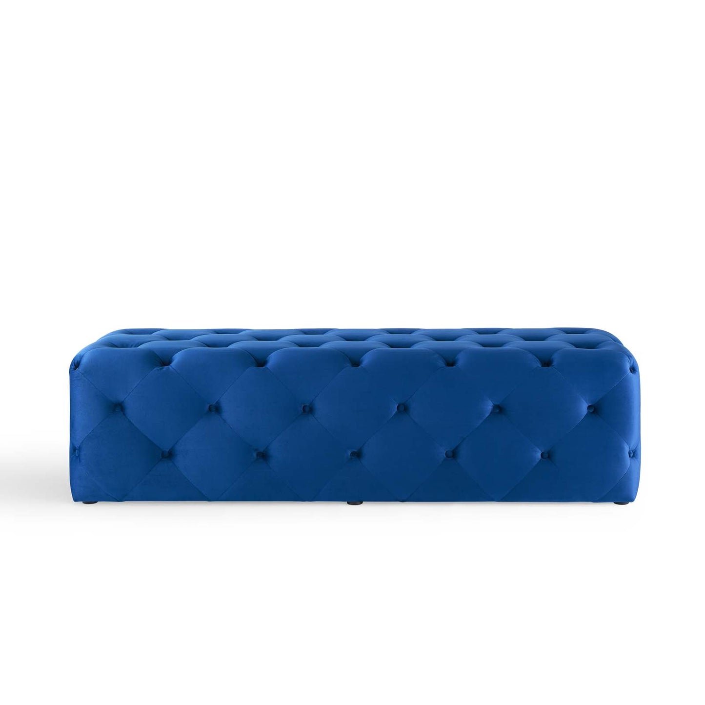 Amour 60" Tufted Button Entryway Performance Velvet Bench, Velvet, Blue Navy, 18379