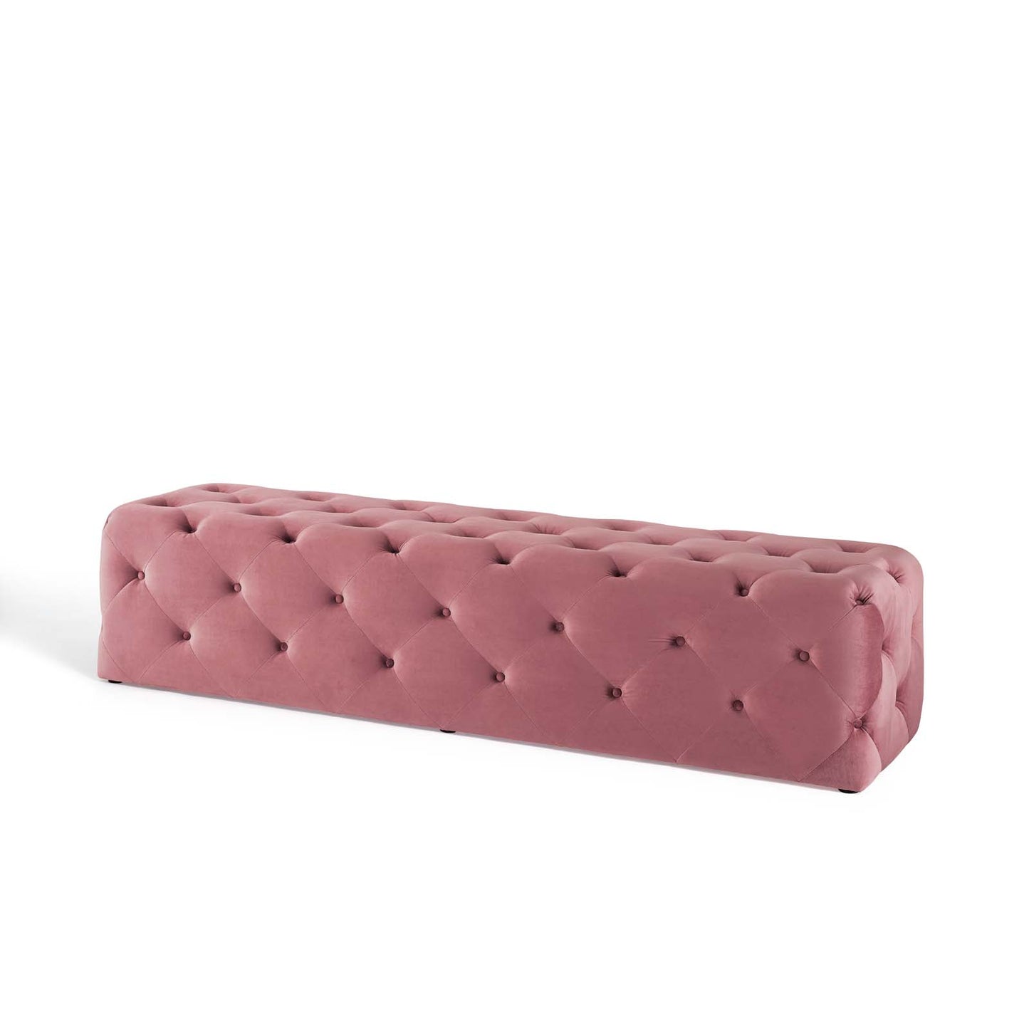 Amour 72" Tufted Button Entryway Performance Velvet Bench, Velvet, Pink, 18382