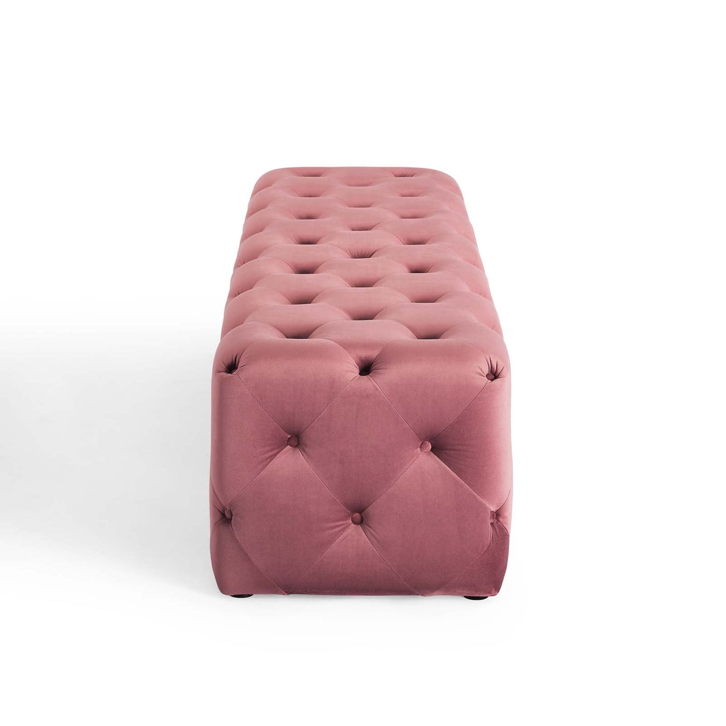 Amour 72" Tufted Button Entryway Performance Velvet Bench, Velvet, Pink, 18382