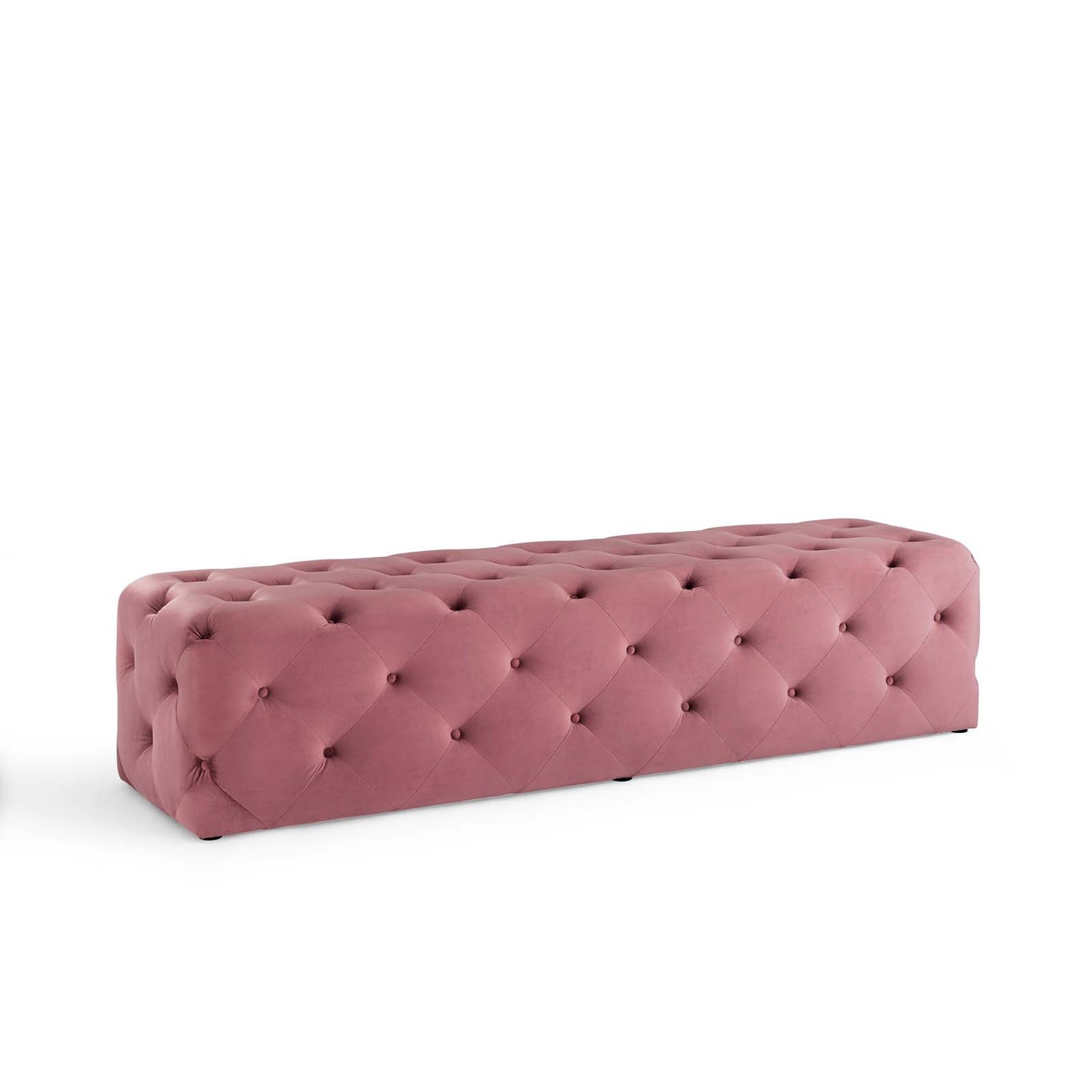 Amour 72" Tufted Button Entryway Performance Velvet Bench, Velvet, Pink, 18382