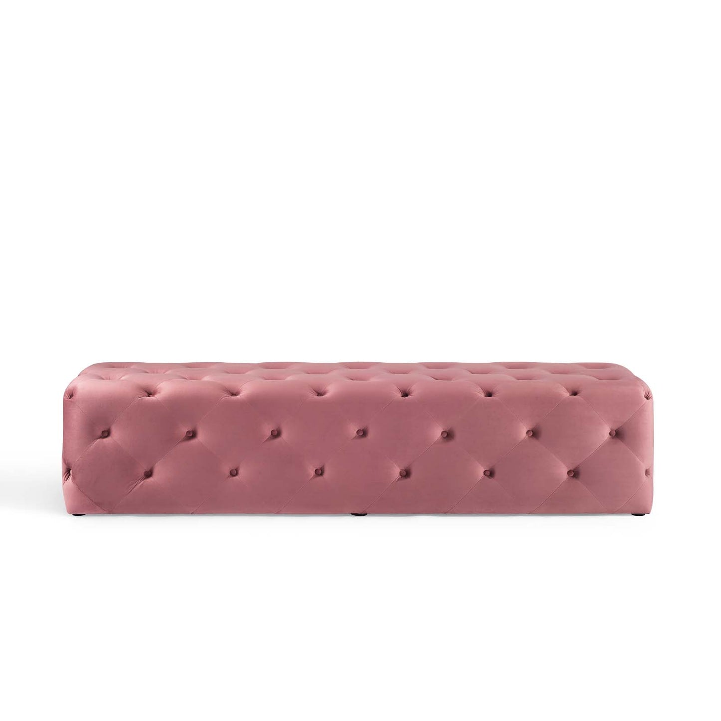 Amour 72" Tufted Button Entryway Performance Velvet Bench, Velvet, Pink, 18382