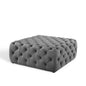 Amour Tufted Button Large Square Performance Velvet Ottoman, Velvet, Grey Gray, 18389