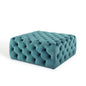 Amour Tufted Button Large Square Performance Velvet Ottoman, Velvet, Blue, 18392