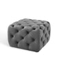 Amour Tufted Button Square Performance Velvet Ottoman, Velvet, Grey Gray, 18395