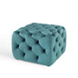 Amour Tufted Button Square Performance Velvet Ottoman, Velvet, Blue, 18398