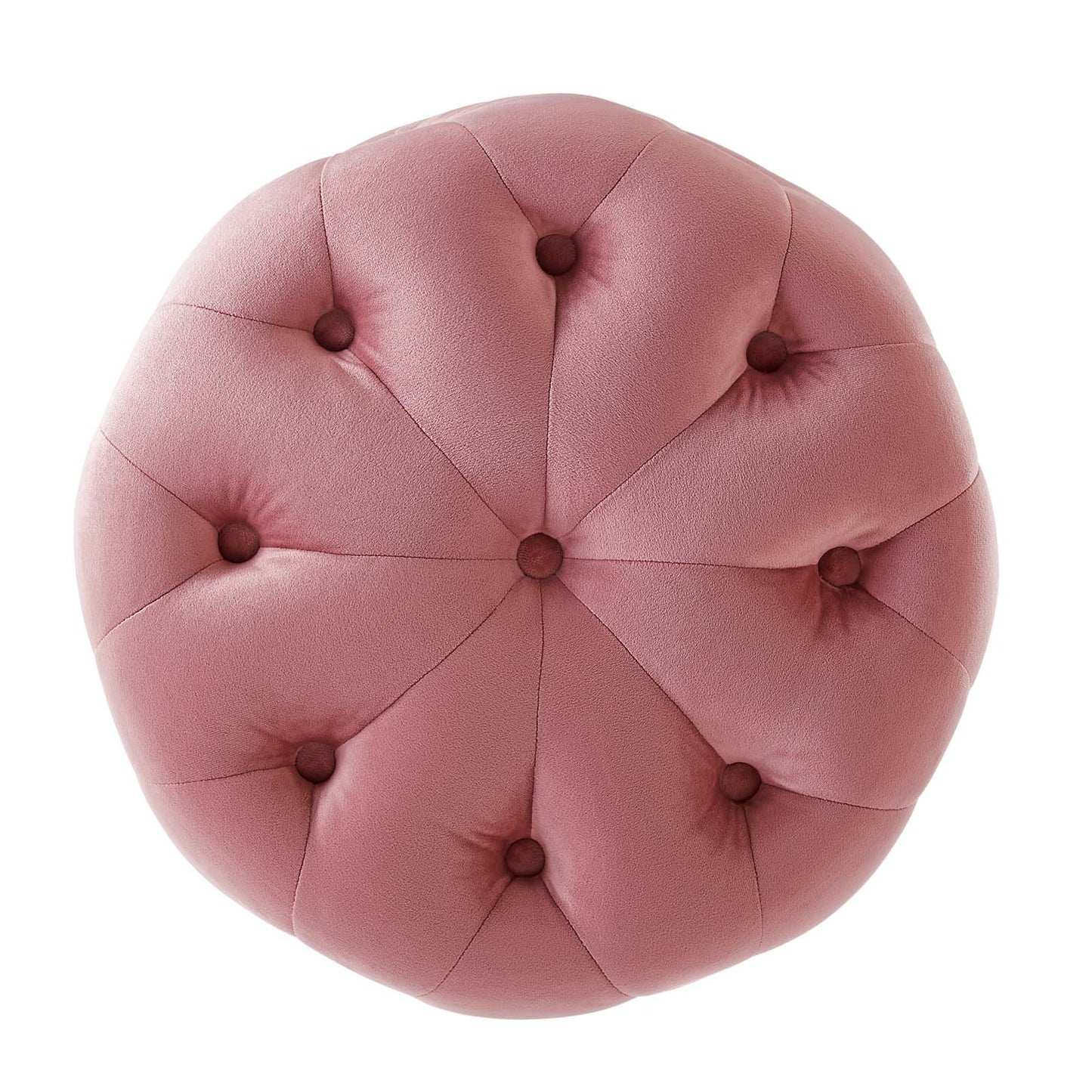 Amour Tufted Button Round Performance Velvet Ottoman, Velvet, Pink, 18400