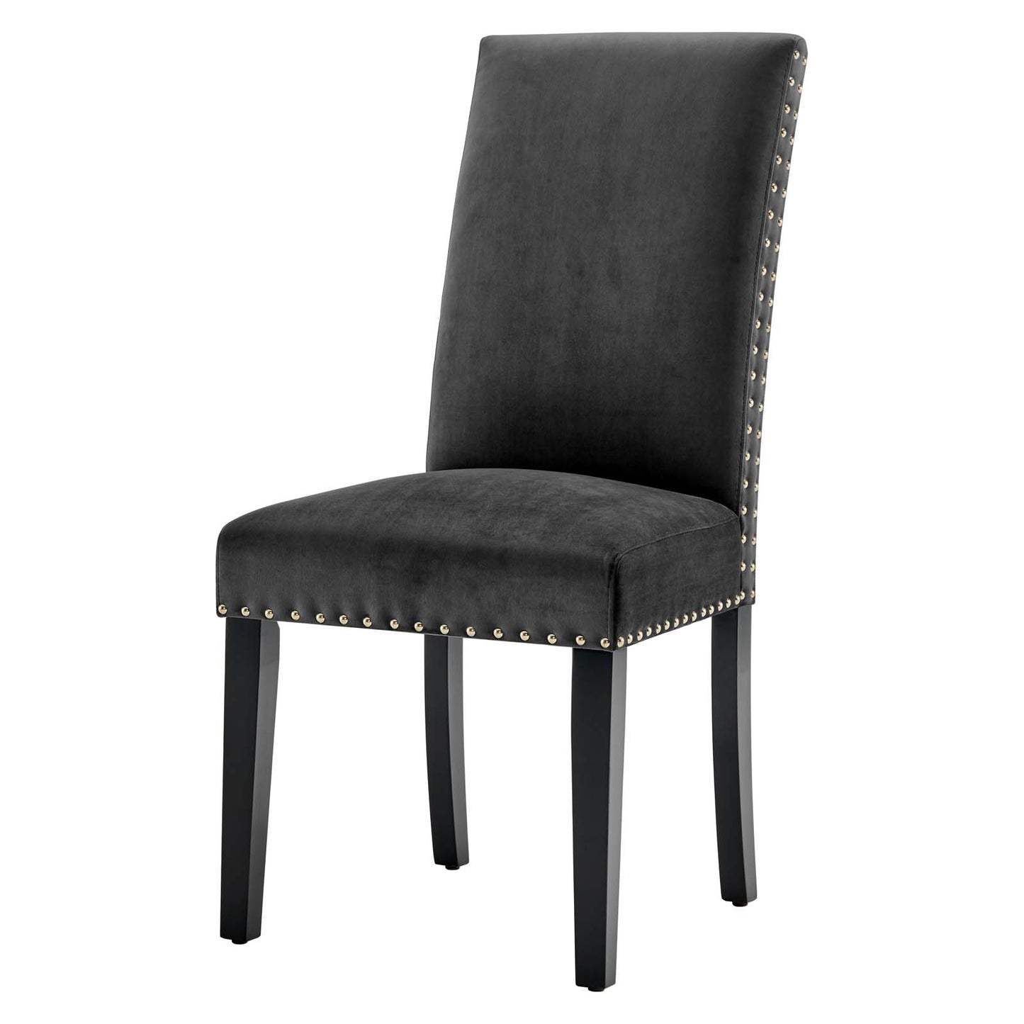 Parcel Performance Velvet Dining Side Chairs - Set of 2, Velvet, Wood, Dark Grey Gray, 18405