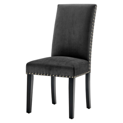 Parcel Performance Velvet Dining Side Chairs - Set of 2, Velvet, Wood, Dark Grey Gray, 18405