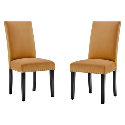 Parcel Performance Velvet Dining Side Chairs - Set of 2, Velvet, Wood, Brown, 18406
