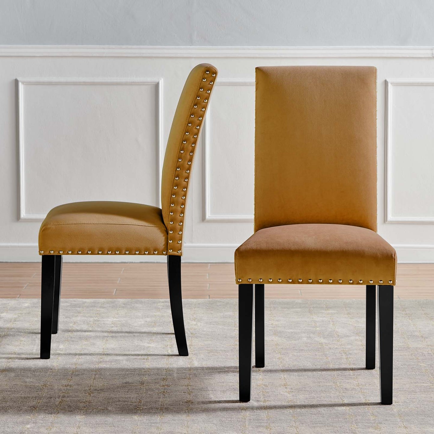 Parcel Performance Velvet Dining Side Chairs - Set of 2, Velvet, Wood, Brown, 18406
