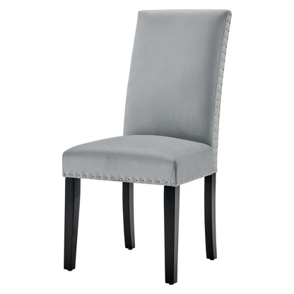 Parcel Performance Velvet Dining Side Chairs - Set of 2, Velvet, Wood, Light Grey Gray, 18408