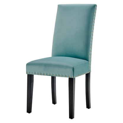 Parcel Performance Velvet Dining Side Chairs - Set of 2, Velvet, Wood, Blue, 18409