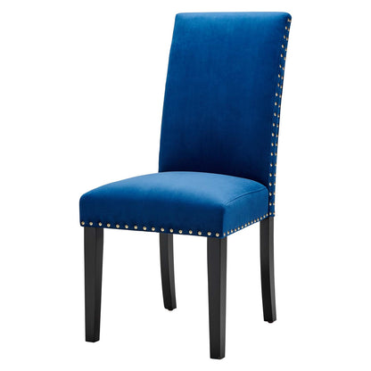 Parcel Performance Velvet Dining Side Chairs - Set of 2, Velvet, Wood, Blue Navy, 18410