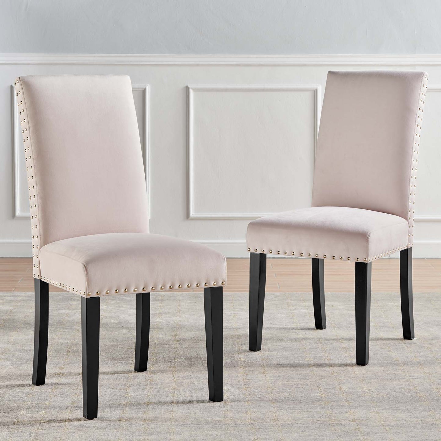 Parcel Performance Velvet Dining Side Chairs - Set of 2, Velvet, Wood, Pink, 18411