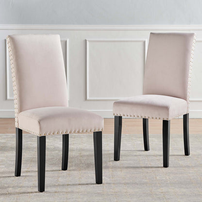 Parcel Performance Velvet Dining Side Chairs - Set of 2, Velvet, Wood, Pink, 18411