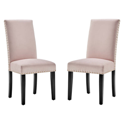Parcel Performance Velvet Dining Side Chairs - Set of 2, Velvet, Wood, Pink, 18411