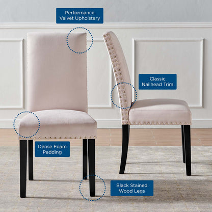 Parcel Performance Velvet Dining Side Chairs - Set of 2, Velvet, Wood, Pink, 18411