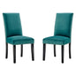 Parcel Performance Velvet Dining Side Chairs - Set of 2, Velvet, Wood, Teal Blue, 18412