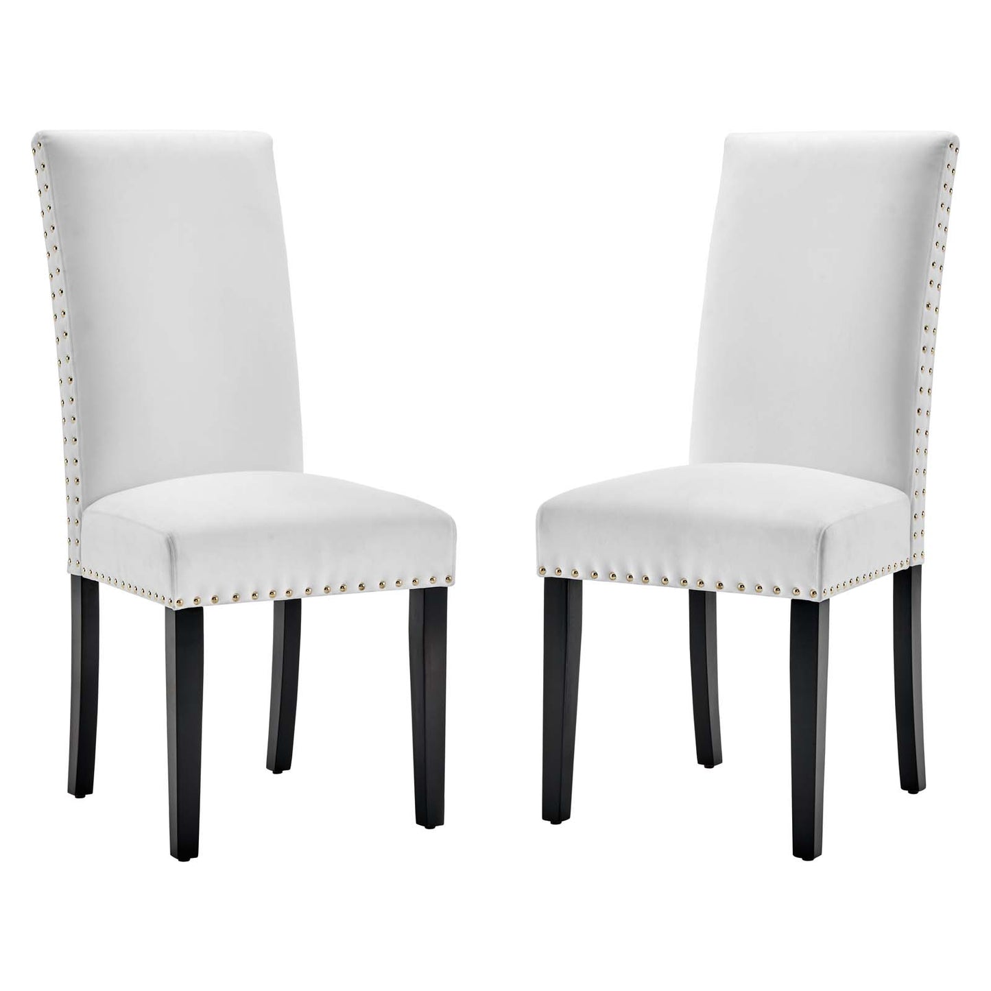 Parcel Performance Velvet Dining Side Chairs - Set of 2, Velvet, Wood, White, 18413