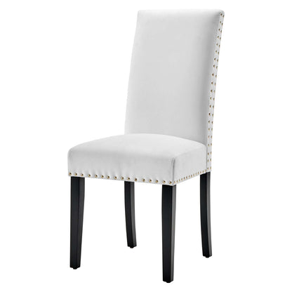Parcel Performance Velvet Dining Side Chairs - Set of 2, Velvet, Wood, White, 18413
