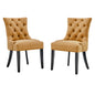 Regent Tufted Performance Velvet Dining Side Chairs - Set of 2, Velvet, Wood, Brown, 18415