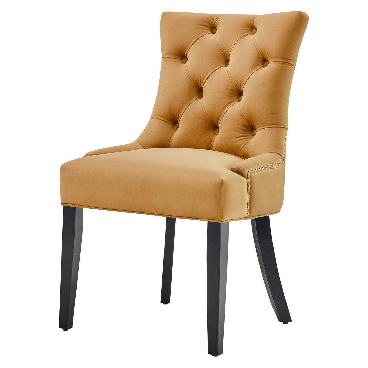 Regent Tufted Performance Velvet Dining Side Chairs - Set of 2, Velvet, Wood, Brown, 18415