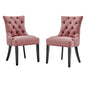 Regent Tufted Performance Velvet Dining Side Chairs - Set of 2, Velvet, Wood, Pink, 18416