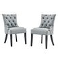 Regent Tufted Performance Velvet Dining Side Chairs - Set of 2, Velvet, Wood, Light Grey Gray, 18417