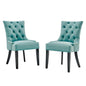 Regent Tufted Performance Velvet Dining Side Chairs - Set of 2, Velvet, Wood, Blue, 18418