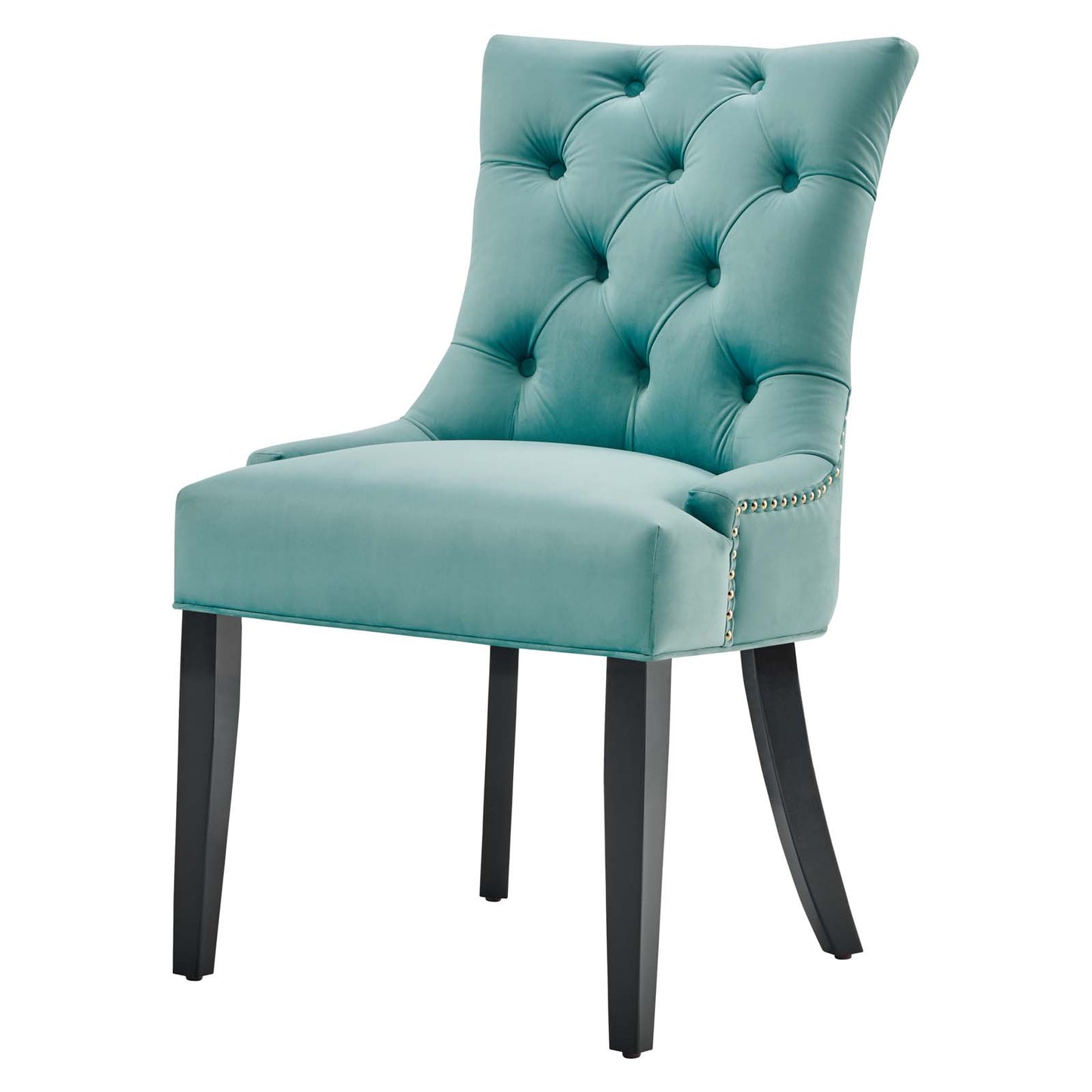 Regent Tufted Performance Velvet Dining Side Chairs - Set of 2, Velvet, Wood, Blue, 18418