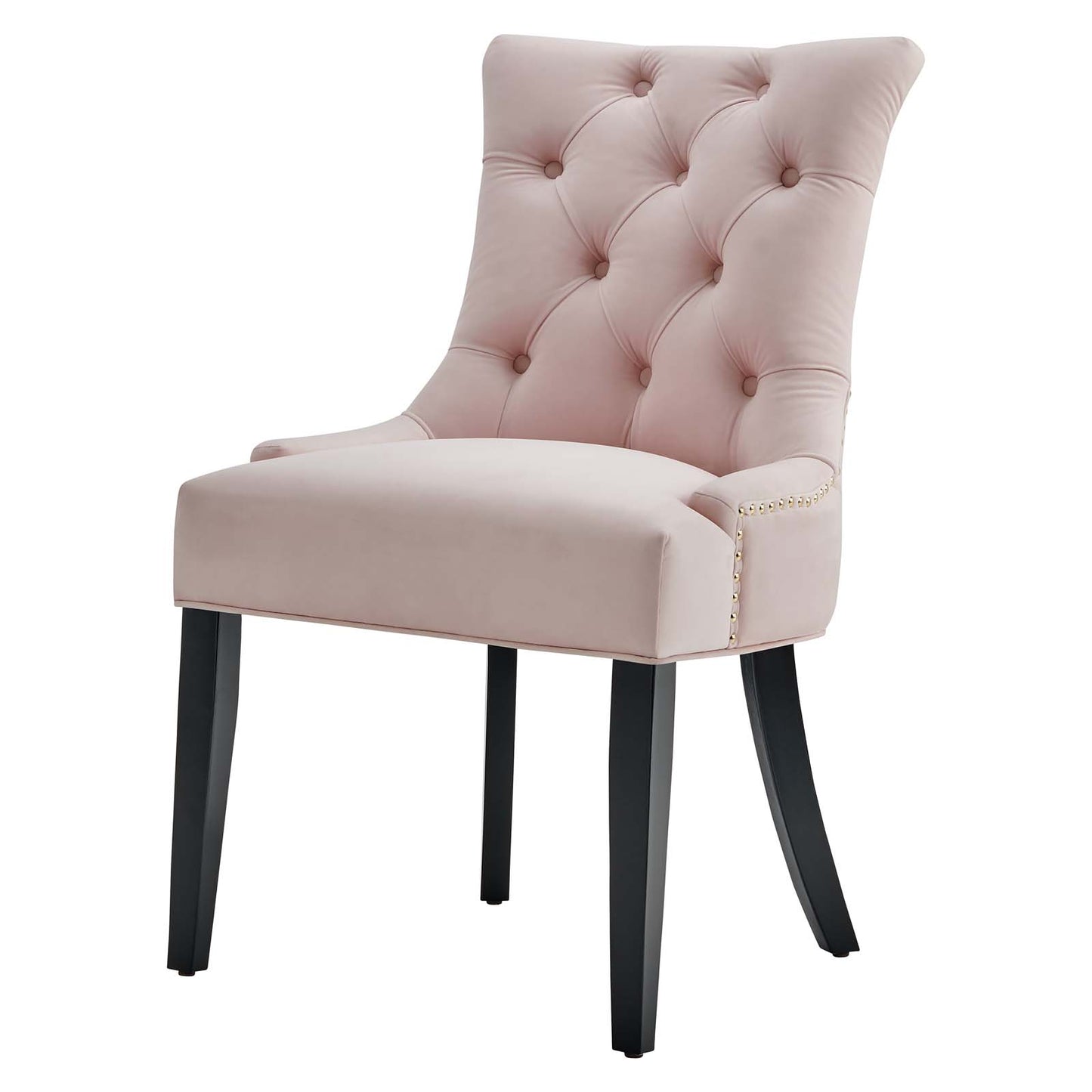 Regent Tufted Performance Velvet Dining Side Chairs - Set of 2, Velvet, Wood, Pink, 18420