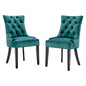 Regent Tufted Performance Velvet Dining Side Chairs - Set of 2, Velvet, Wood, Teal Blue, 18421