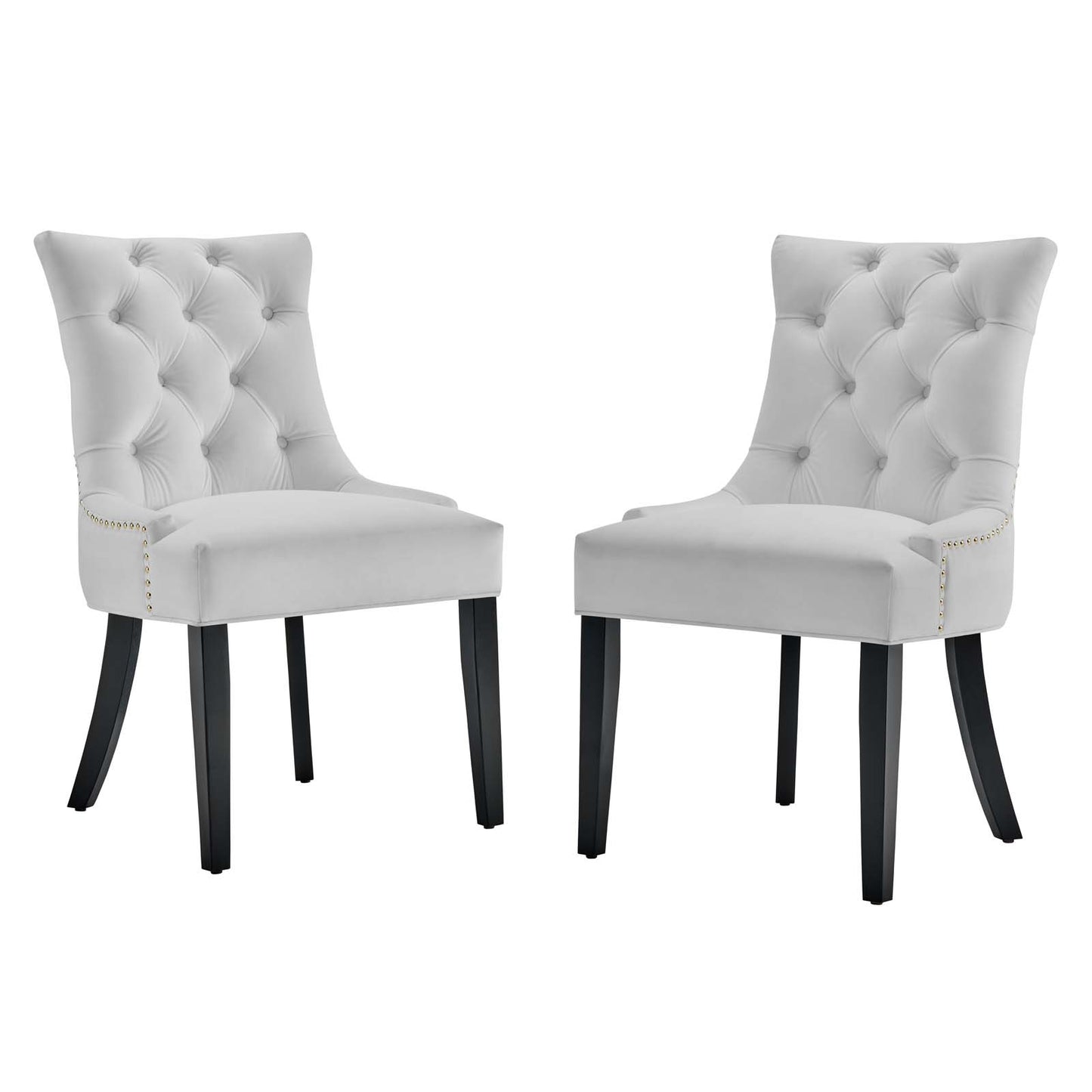 Regent Tufted Performance Velvet Dining Side Chairs - Set of 2, Velvet, Wood, White, 18422