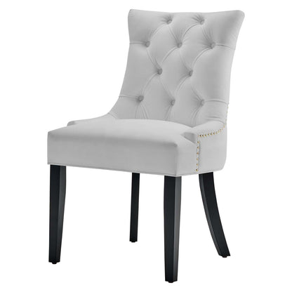 Regent Tufted Performance Velvet Dining Side Chairs - Set of 2, Velvet, Wood, White, 18422