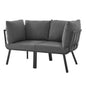 Riverside 2 Piece Outdoor Patio Aluminum Sectional Sofa Set, Aluminum, Metal, Steel, Grey Gray, 18423