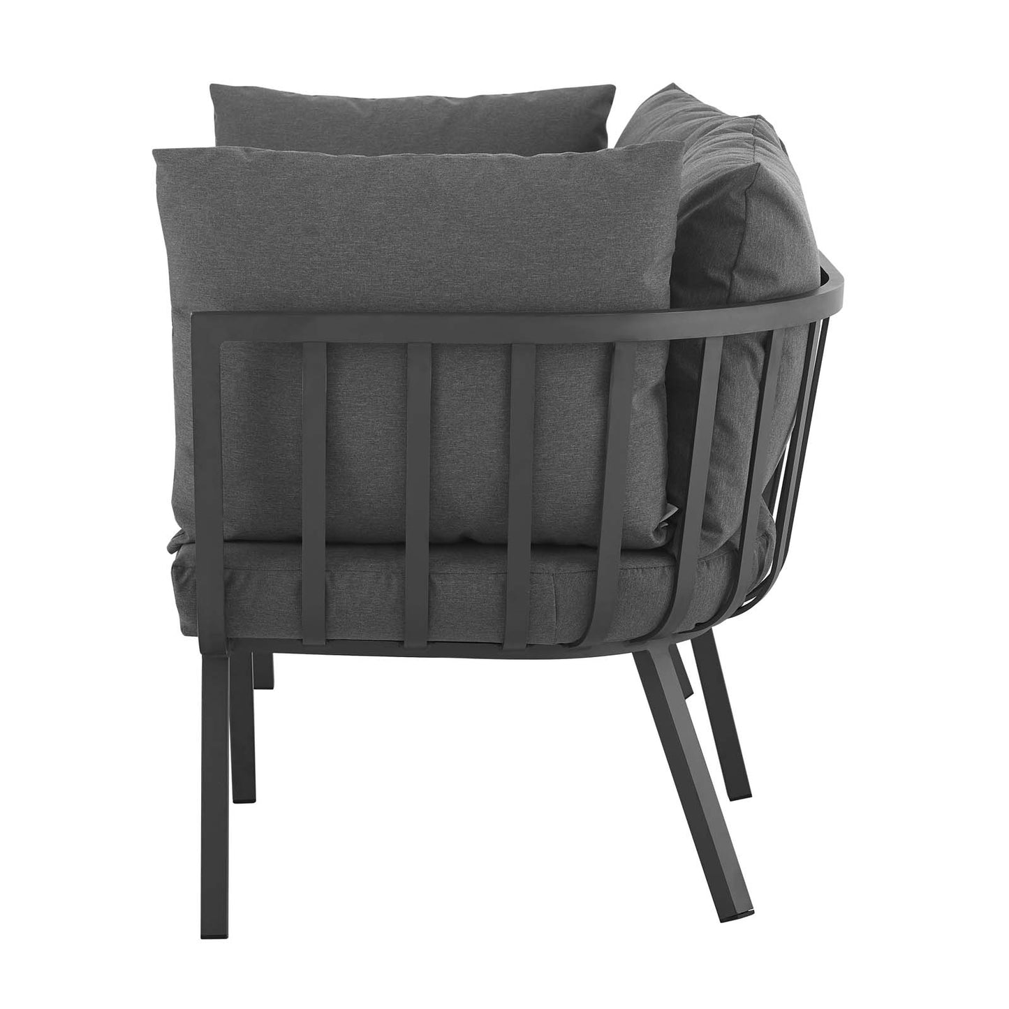 Riverside 2 Piece Outdoor Patio Aluminum Sectional Sofa Set, Aluminum, Metal, Steel, Grey Gray, 18423