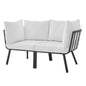 Riverside 2 Piece Outdoor Patio Aluminum Sectional Sofa Set, Aluminum, Metal, Steel, Grey Gray White, 18424